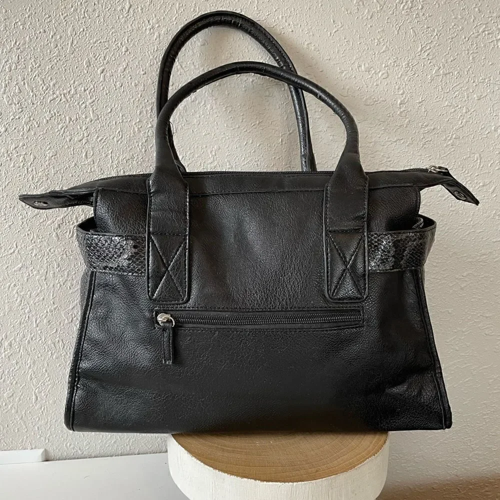 Sag Harbor Gray and Black Faux Snake Skin Handbag EUC